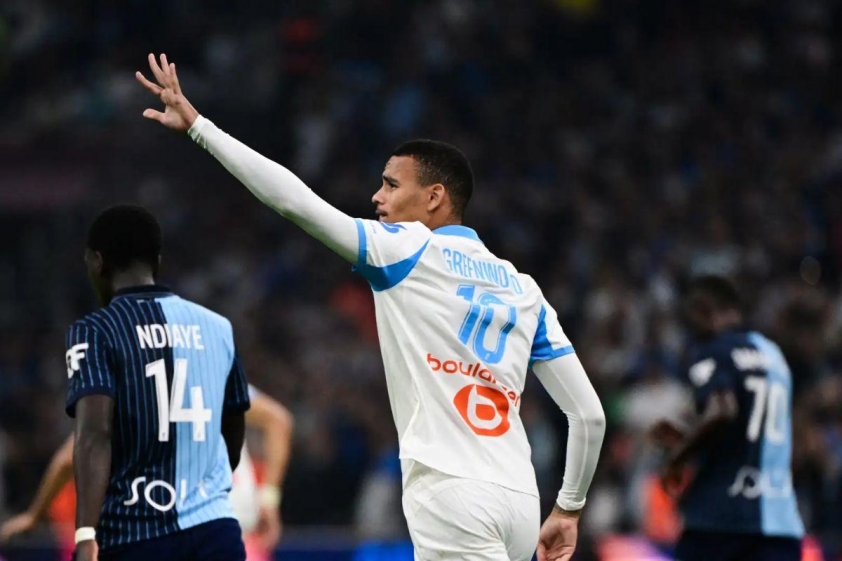 Greenwood trở thành cầu thủ Marseille đầu tiên lập poker trong một trận đấu Ligue 1 kể từ năm 1991 (Ảnh: GOAL).