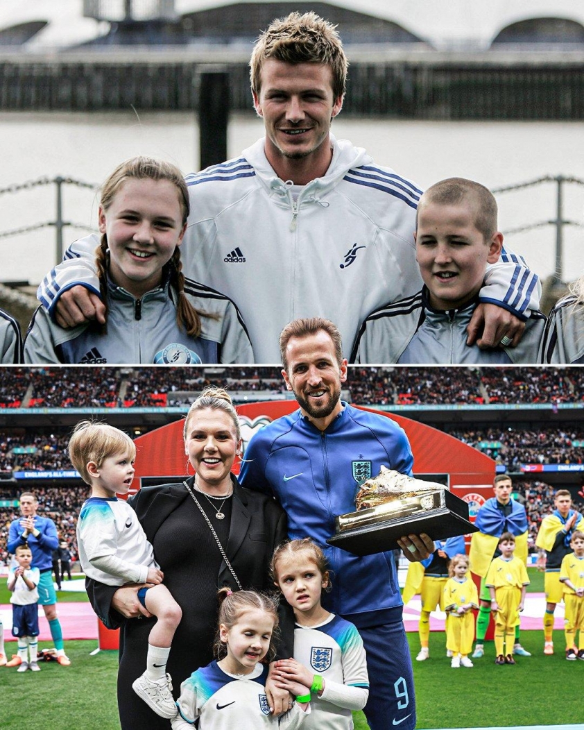 Người chụp ảnh cùng Kane bên cạnh Beckham lúc xưa chính là vợ anh hiện tại. (Ảnh: ESPNUK)