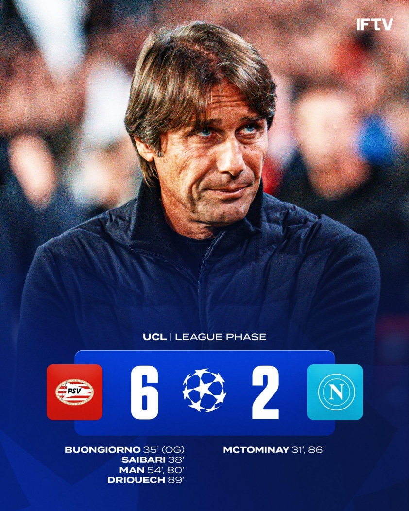 Lần đầu tiên đội bóng do Antonio Conte dẫn dắt nhận tới 6 bàn thua (Ảnh: Italian Football TV).
