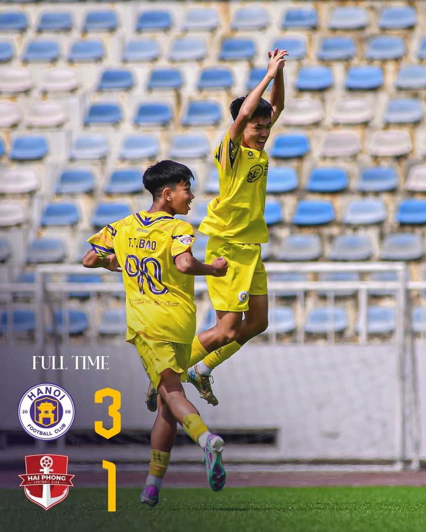 "Cầu thủ trẻ Việt Nam khiến fan phấn khích với màn ăn mừng độc đáo" 5 U14 Hà Nội đang thể hiện phong độ xuất sắc tại giải đấu. (Ảnh: Trung tâm đào tạo bóng đá trẻ Hà Nội)