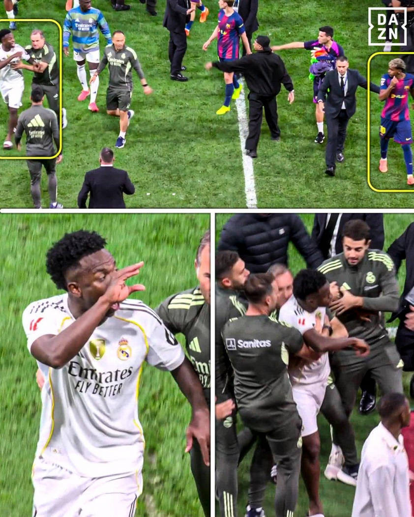 Vinicius bất ngờ chia sẻ về drama trong trận Real gặp Barca 4 Trận Siêu kinh điển với nhiều tranh cãi nổ ra tối qua. (Ảnh: Dazn)