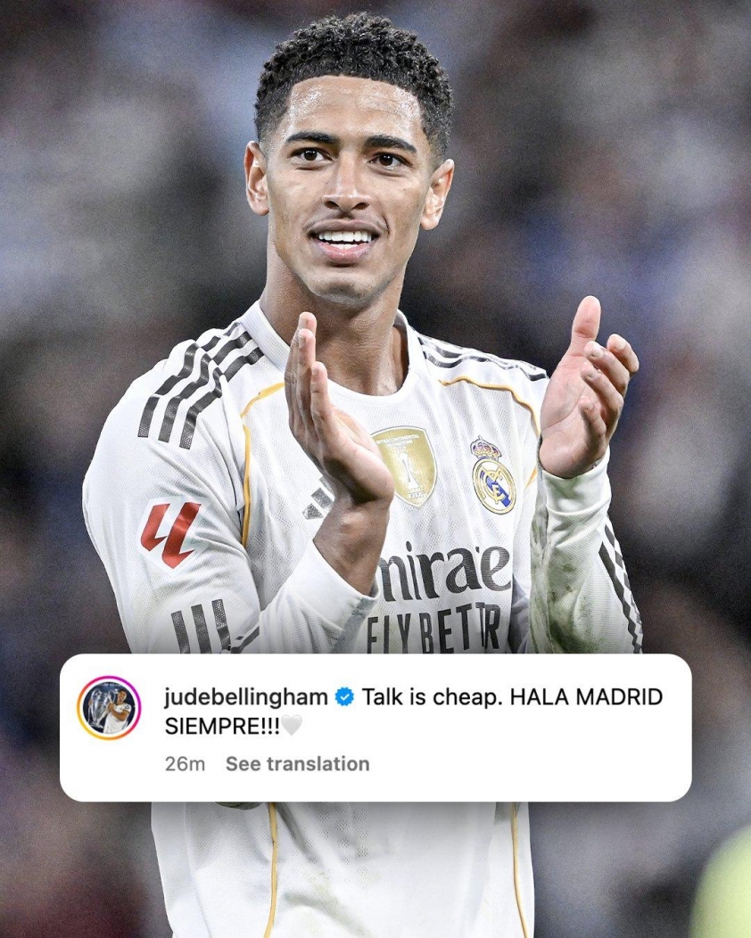 Jude Bellingham "châm chọc" Lamine Yamal sau trận El Clasico 5 Jude Bellingham đáp trả Lamine Yamal sau El Clasico trên MXH (Ảnh: ESPN).