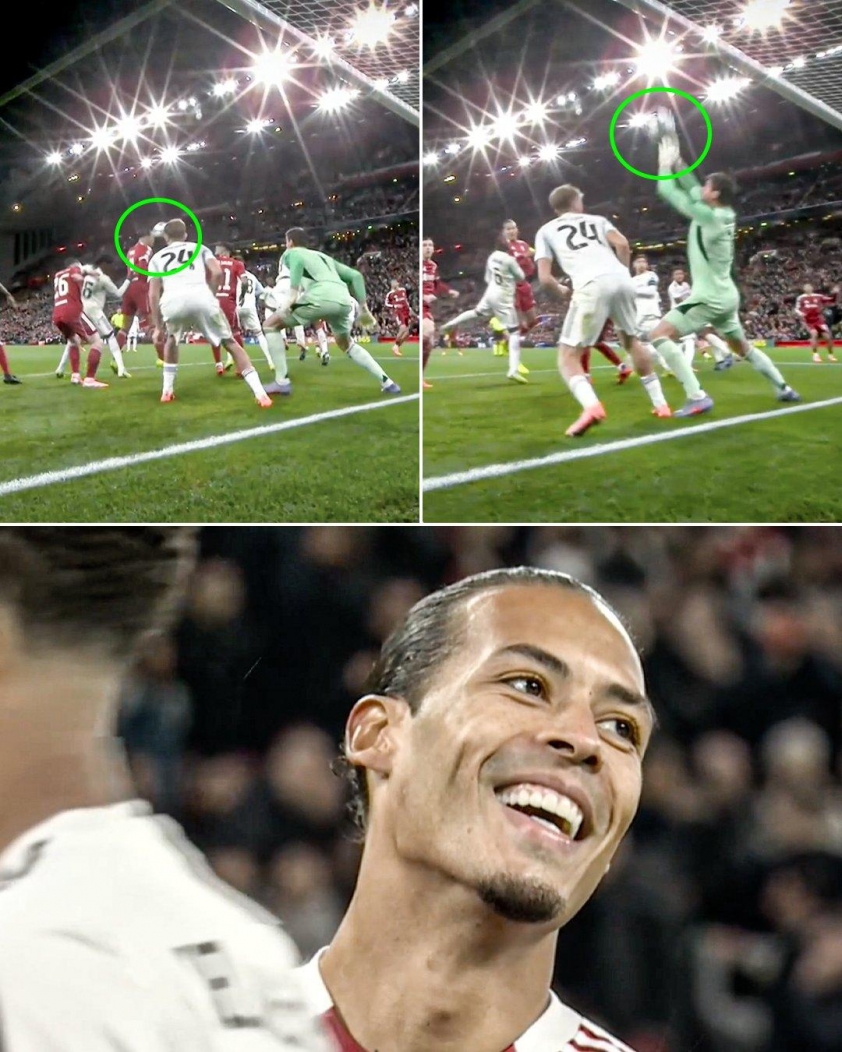 Virgil van Dijk bất lực trước sự xuất sắc của Courtois (Ảnh: ESPN).