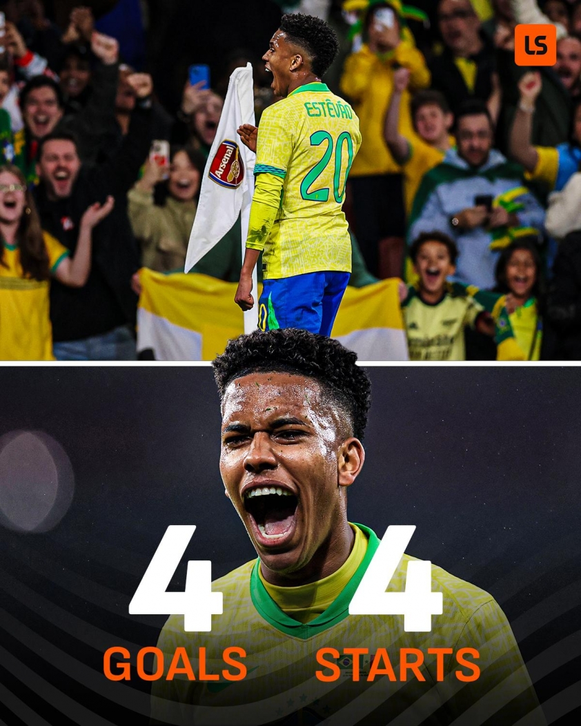 "Thần đồng Brazil 17 tuổi lập lại kỳ tích huyền thoại như Pele" 5 Estevao trở thành cầu thủ tuổi 18 trở xuống đầu tiên ghi được 4 bàn cho tuyển Brazil kể từ thập niên 1960 (Ảnh: Livescore).