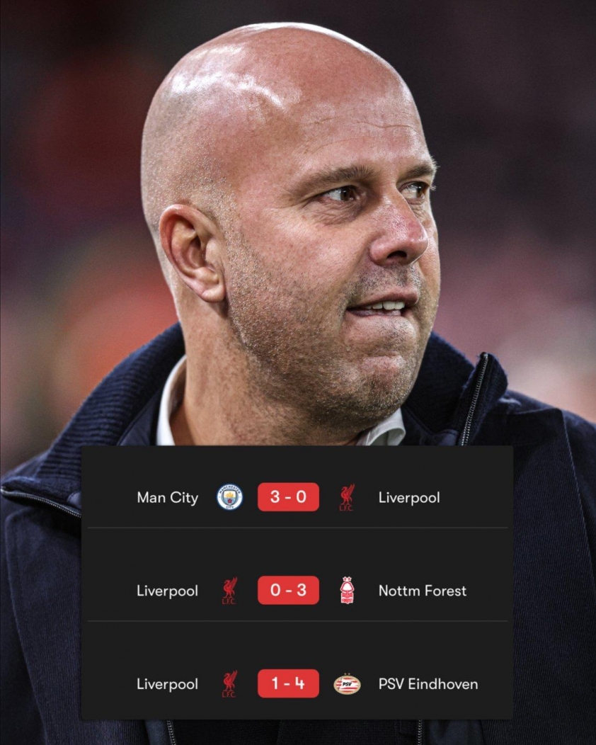 "Thảm bại ở C1: Slot cần làm điều gì để giữ ghế tại Liverpool?" 4 Liverpool đã để thủng lưới 3 bàn trở lên trong 3 trận gần nhất (Ảnh: ESPN).