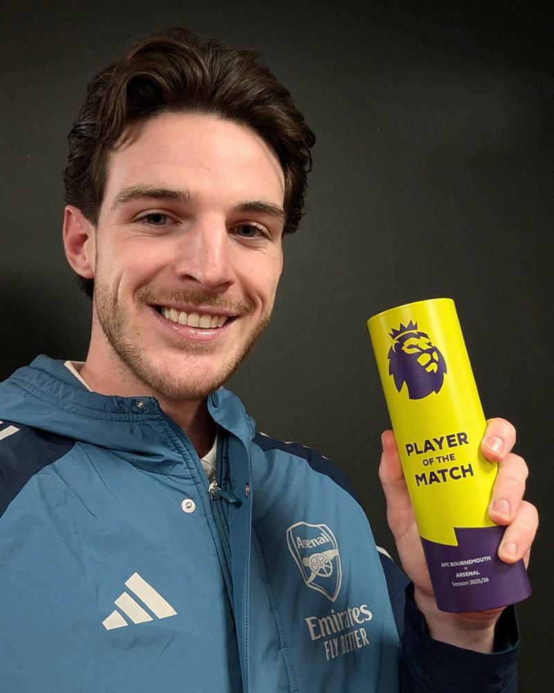 Rice xứng đáng với giải Cầu thủ hay nhất trận - Ảnh: @Arsenal