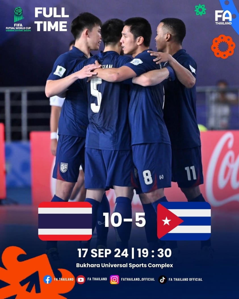 Thái Lan ngược dòng thắng kịch tính 10 bàn ở futsal World Cup 529194