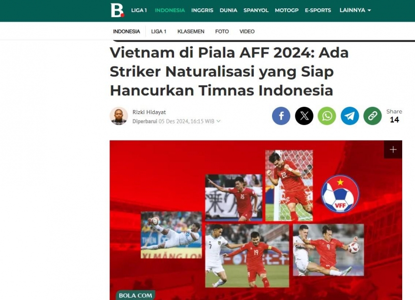 Truyền thông Indonesia phản ứng về danh sách ĐT Việt Nam dự AFF Cup 565484