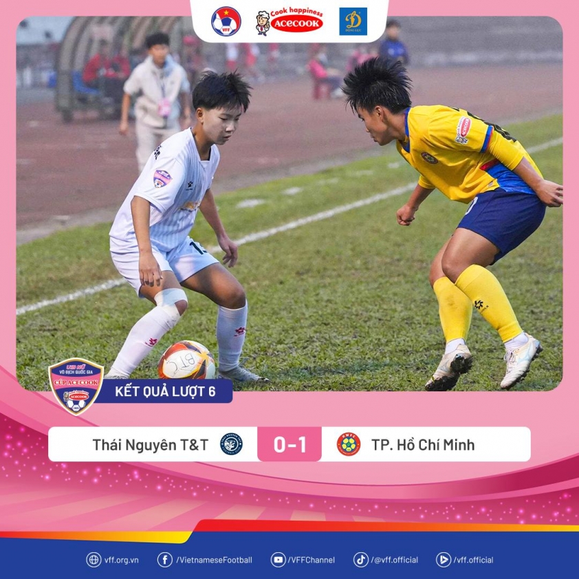 TPHCM và Phong Phú Hà Nam cạnh tranh khốc liệt ngôi đầu giải U19 Quốc gia 5 KetQua-U19NuQG26-TNTTvTPHCM
