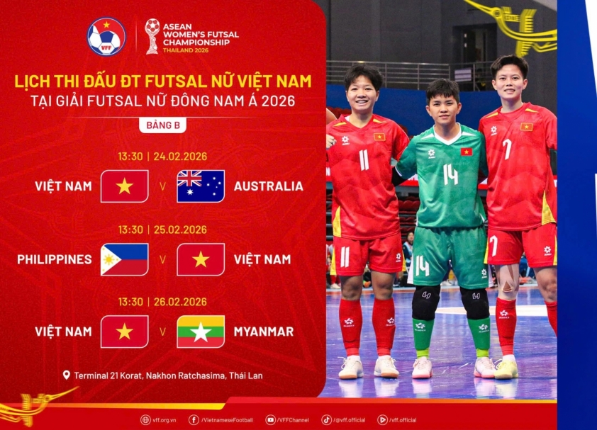 Lịch thi đấu của ĐT futsal nữ Việt Nam ở giải Đông Nam Á
