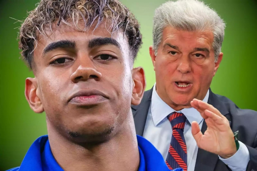 Chủ tịch Barca trò chuyện riêng với Lamine Yamal sau trận thua Real Madrid 4 joan-laporta-lamine-yamal-renovacion_1600_1067