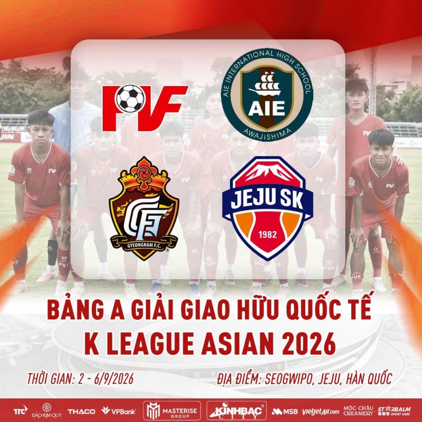 U17 PVF tham dự giải K League Asian 2026 tại Hàn Quốc