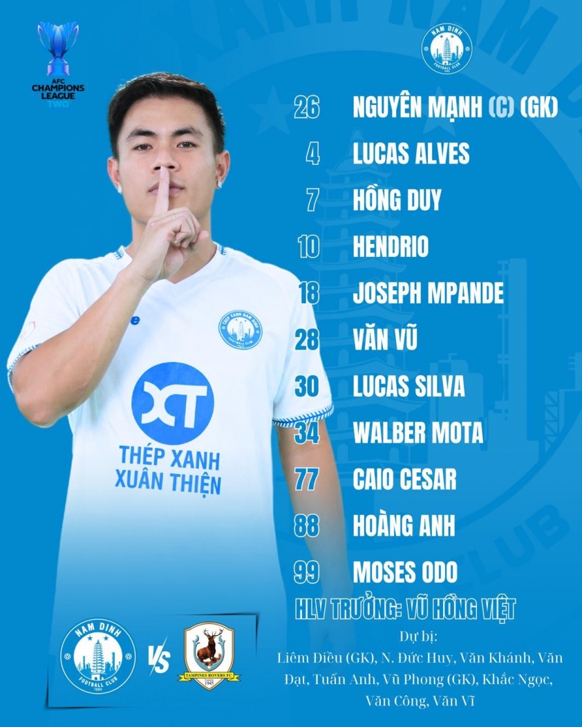 Trực tiếp Nam Định vs Tampines Rovers, 19h00 hôm nay 6/11 552871