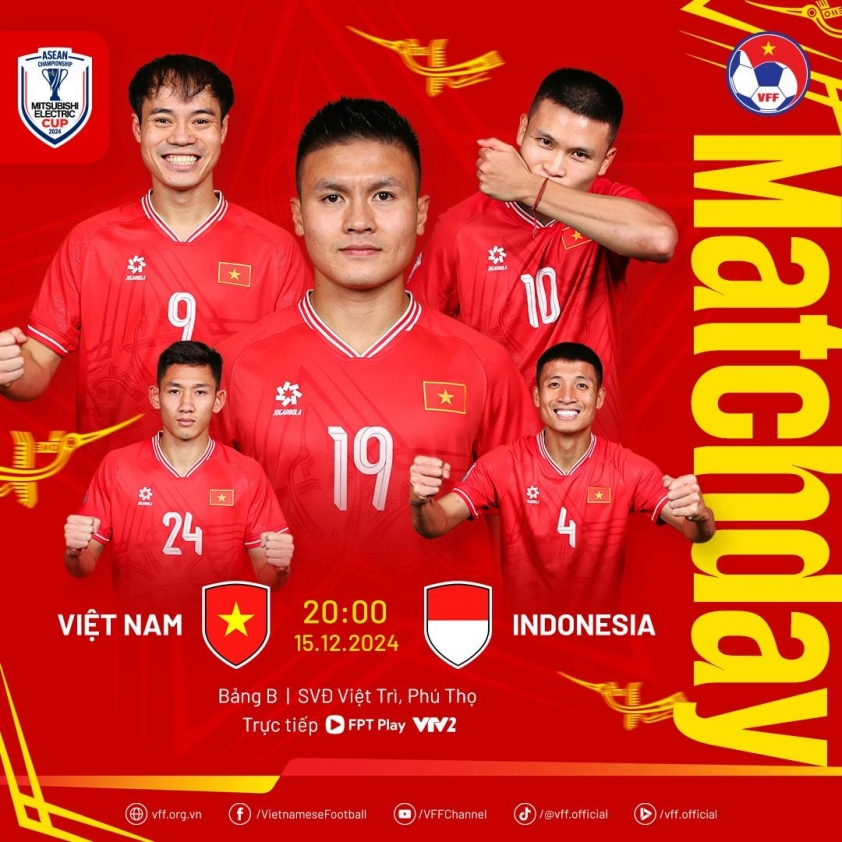 Trực tiếp Việt Nam vs Indonesia Quyết tâm phục hận tại AFF Cup 2024