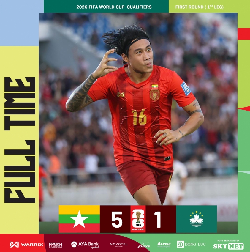 Myanmar đè bẹp Ma Cao ở vòng loại World Cup 340533