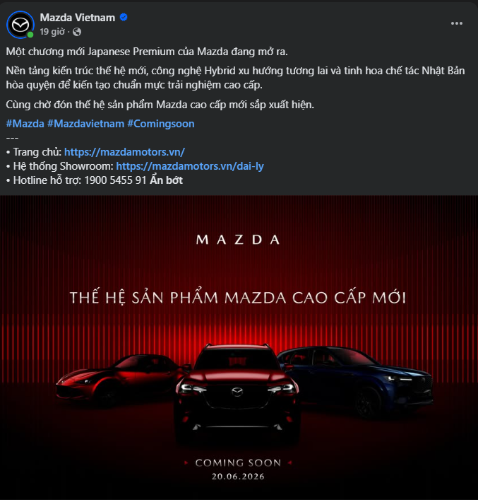 Mazda Việt Nam chốt lịch ra mắt 3 mẫu xe mới trong tháng 6