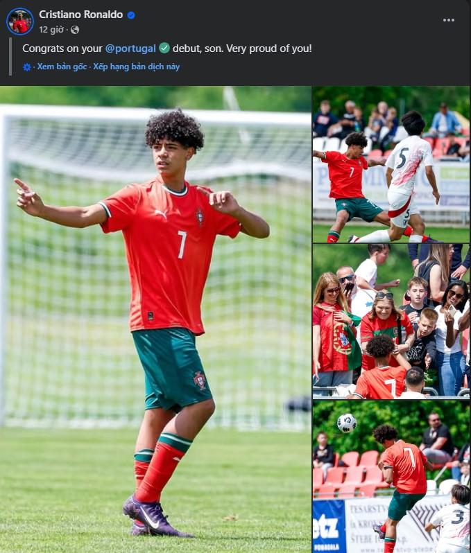 Phản ứng của Ronaldo ngày con trai ra mắt tuyển Bồ Đào Nha 634384