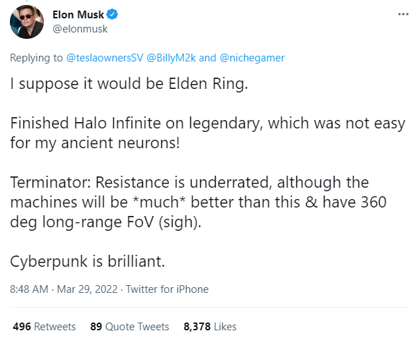 Elon Musk nói Elden Ring là trò chơi yêu thích của anh ấy