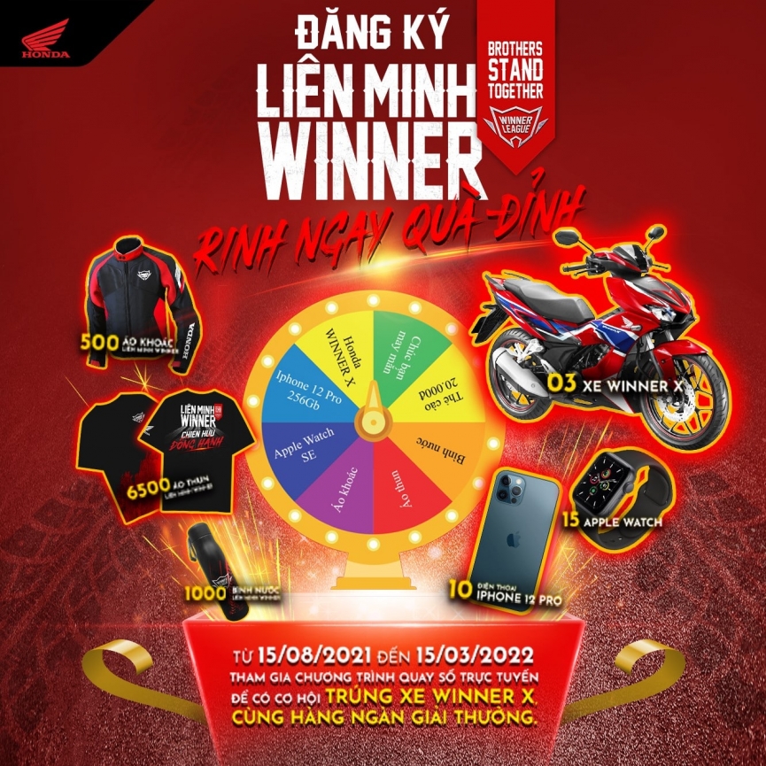 Honda Việt Nam tặng xe Winner X và Iphone 12 Pro cho người tham gia Liên minh Winner 72020