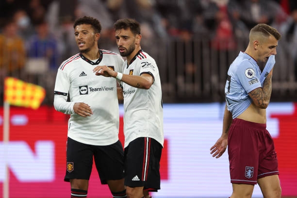 Man Utd có được bàn mở tỷ số do công của Sancho sau một pha phối hợp đẹp mắt