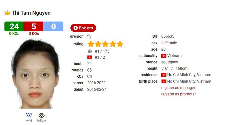 Địa chấn: Nguyễn Thị Tâm đứng đầu BXH Boxing thế giới 240546