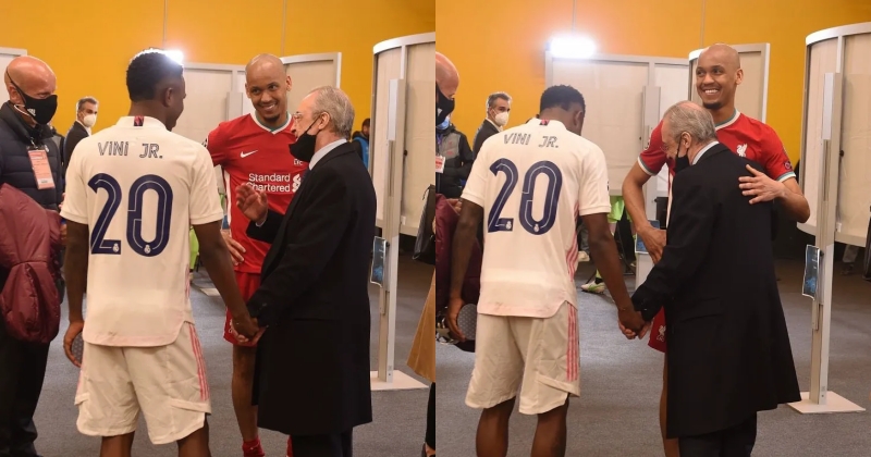 Cầu thủ Liverpool vui đùa cùng chủ tịch Real Madrid sau thất bại 2 Liverpool, Real Madrid, Fabinho