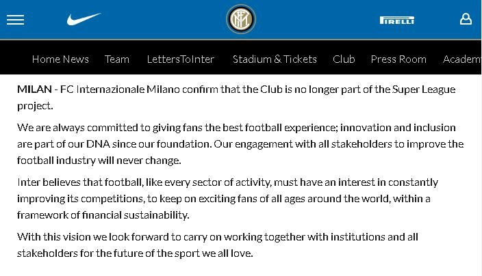 Super League, Inter Milan, Atletico Madrid