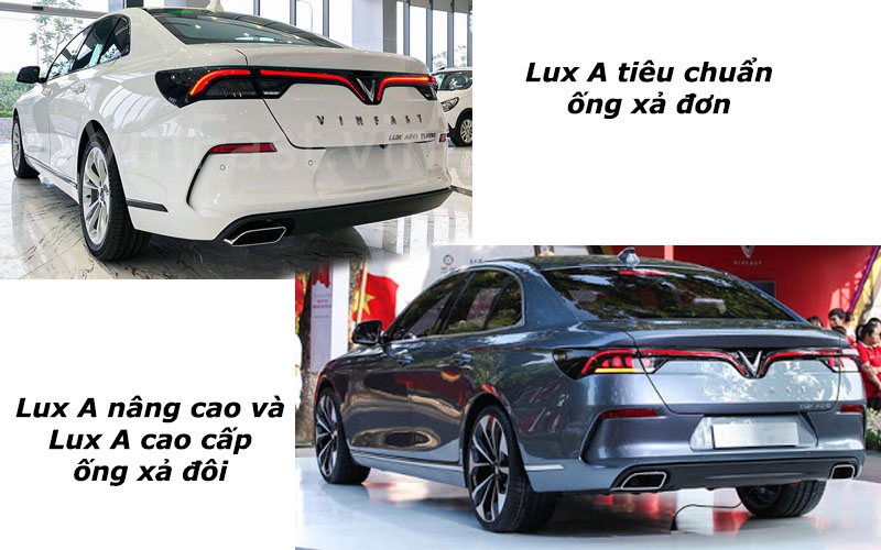 Ống xả đôi được trang bị phía đuôi xe Lux A2.0 Nâng cao và Lux A2.0 Cao cấp