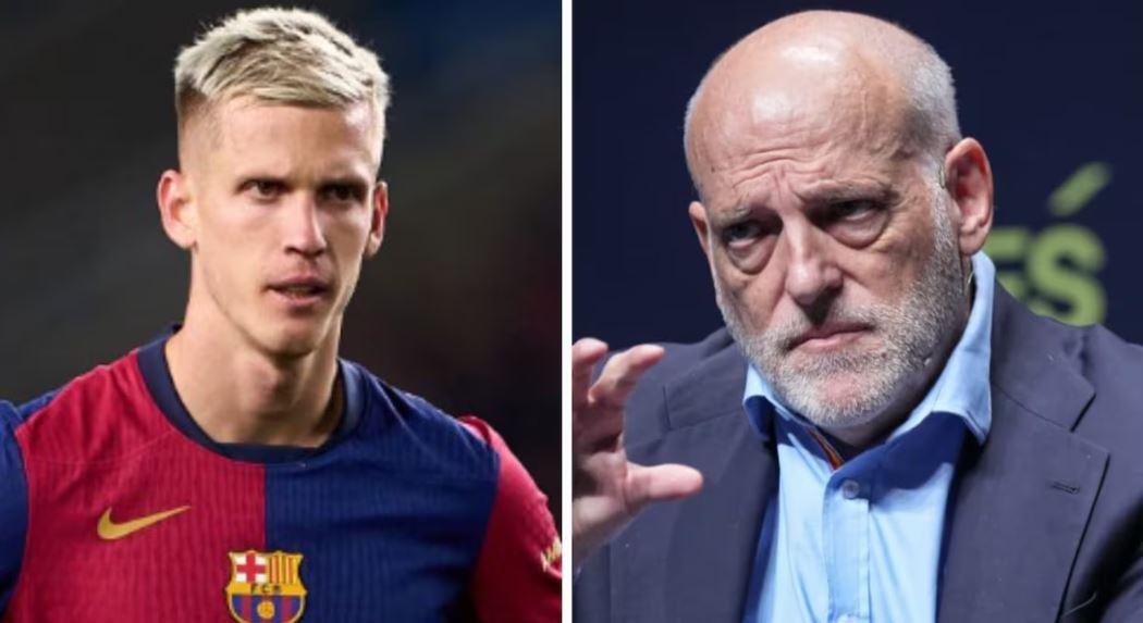 Chủ tịch La Liga đe dọa hủy hợp đồng của Dani Olmo với Barca