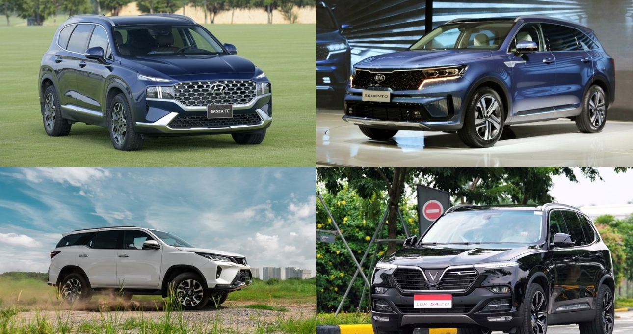 Loạt SUV 7 chỗ bán chạy nhất Việt Nam: Fortuner, Santa Fe và Sorento 'so găng'