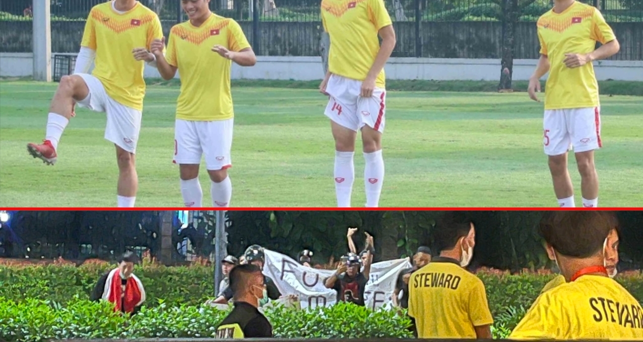 U19 Việt Nam vẫn ra sân tập bình thường mặc cho CĐV Indonesia làm loạn