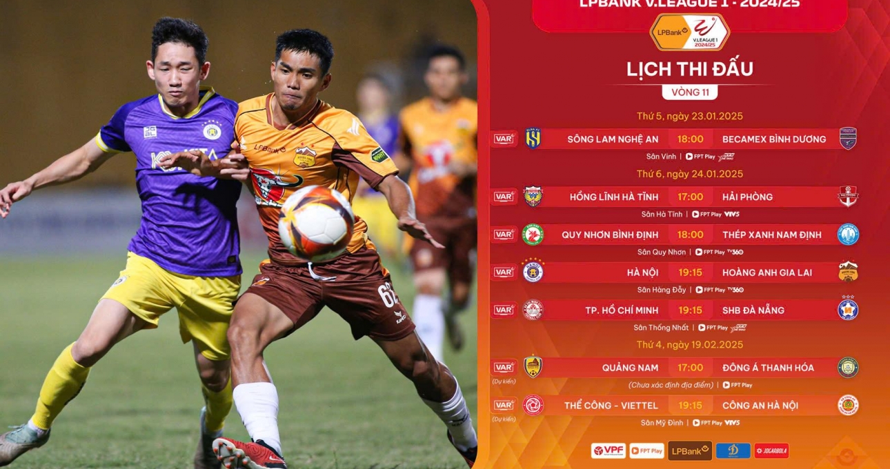 Vòng 11 V-League 2024/25: Kịch tính đua top đầu lẫn trụ hạng