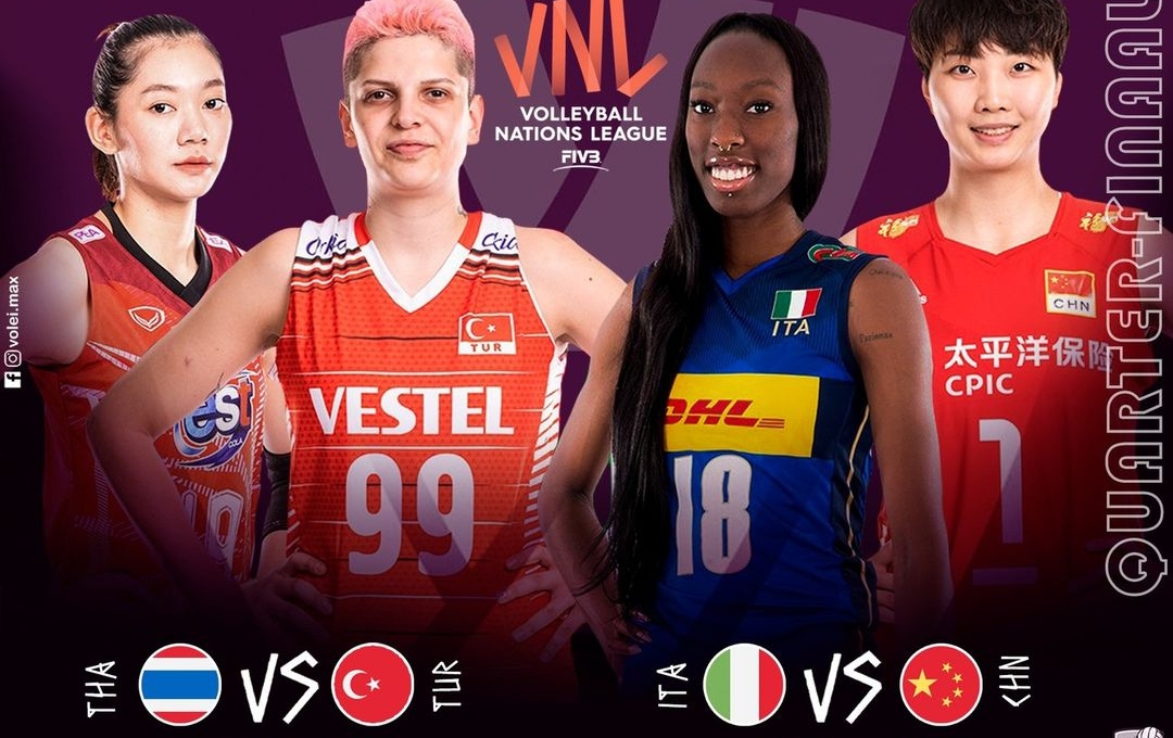 Lịch thi đấu tứ kết giải bóng chuyền nữ VNL 2022 ngày 14/7: Trung vs Ý
