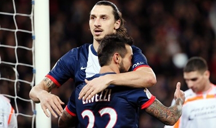 Ibrahimovic và Lavezzi nổ súng, Paris Saint-Germain rốt đa hoàn hảo