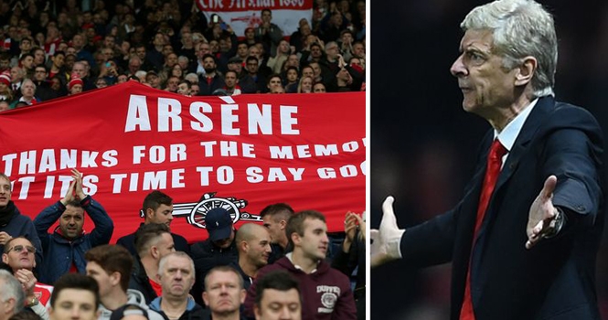 HLV Arsene Wenger nóng mặt với biểu ngữ của NHM Arsenal