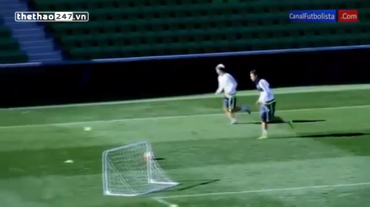 VIDEO: Ronaldo đua tốc độ với Luka Modric trên sân tập