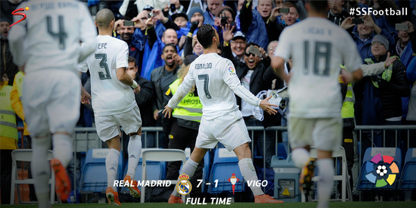 Video bàn thắng: Real Madrid 7-1 Celta Vigo (Vòng 28 la Liga)