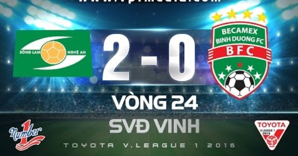 Video bàn thắng: SLNA 2-0 Bình Dương (Vòng 24 V-League 2016)