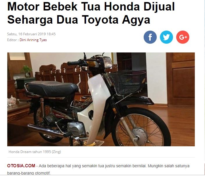 Honda Dream giá 12 cây vàng của Hưng “sắt” gây sốt trên báo Indo