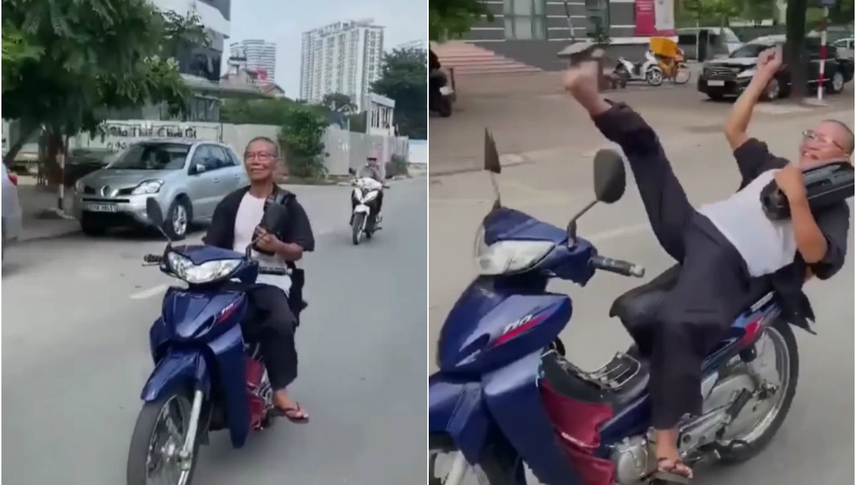 VIDEO: Người đàn ông lớn tuổi đi xe máy thả tay khiến CĐM bức xúc