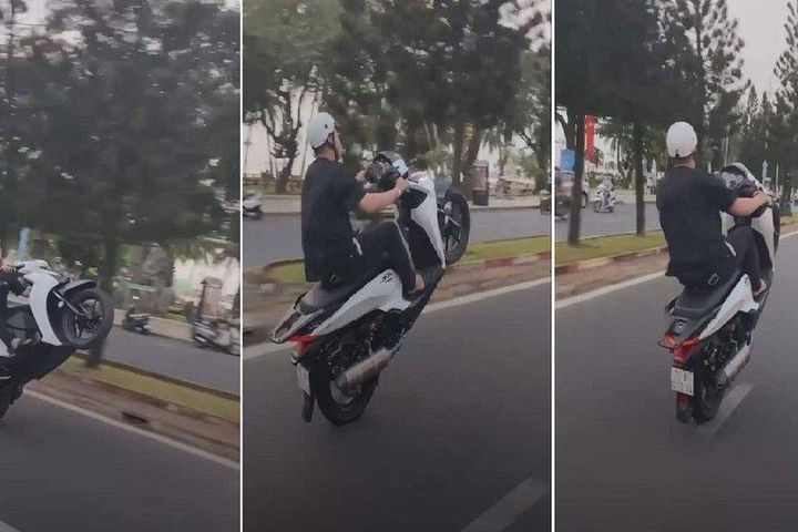 VIDEO: Thanh viên 'khoe chiến tích' bốc đầu Honda SH và cái kết đắng