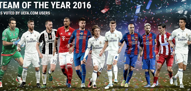 UEFA công bố 'Đội hình tiêu biểu năm 2016'