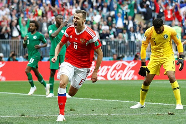 Hủy diệt đối thủ 5 sao, ĐT Nga mở màn mỹ mãn tại World Cup 