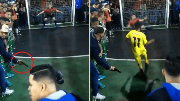 SỐC: Cầu thủ bị dí súng khi sút penalty