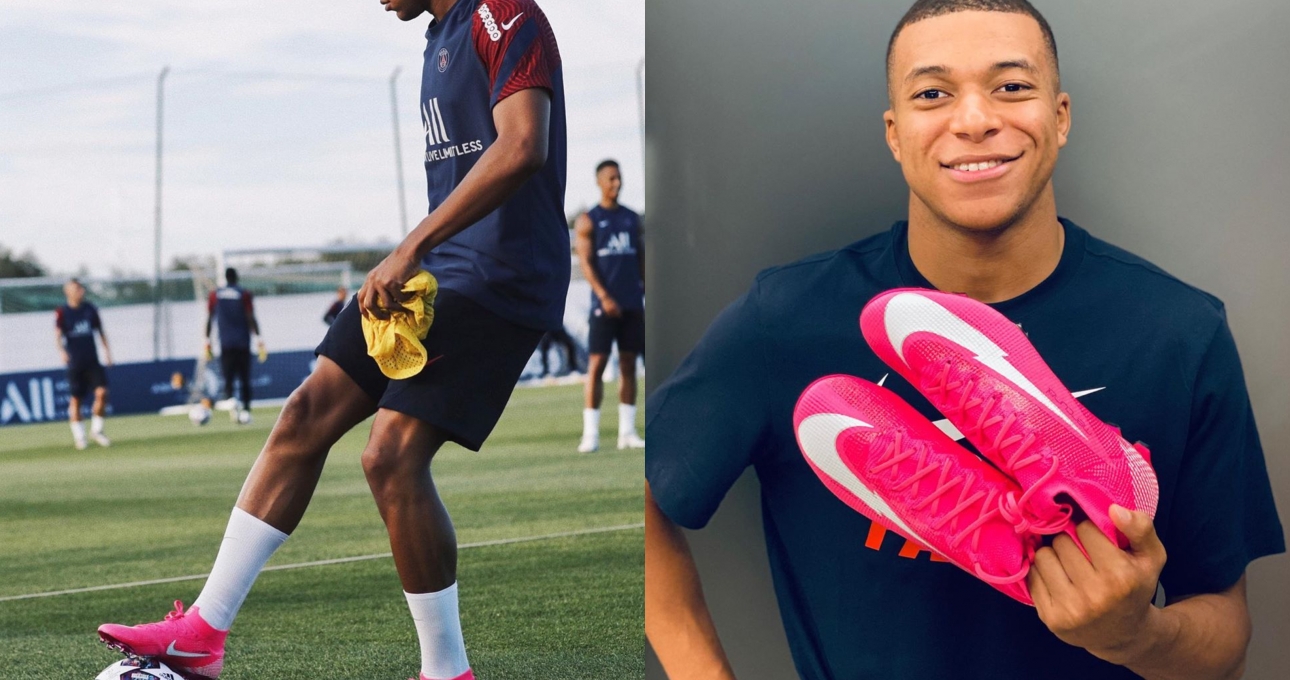 Mbappé nhận giày đá bóng màu hồng từ Nike