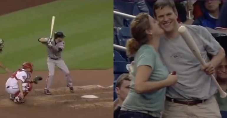 VIDEO: 'Ông chồng của năm' cứu vợ trên sân bóng chày
