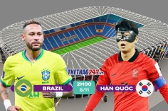 Trực tiếp Brazil vs Hàn Quốc: Neymar đối đầu Son Heung-min