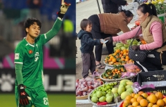 Gánh hoa quả của mẹ Cao Văn Bình nườm nượp đón khách sau VCK U23 châu Á