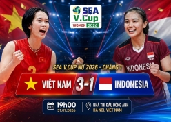 ĐT bóng chuyền nữ Việt Nam ngược dòng thắng Indonesia 3-1 tại SEA V.Cup 2026