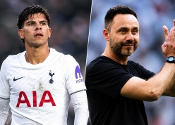 HLV De Zerbi hứa 'làm cha' tân binh trẻ đắt giá của Tottenham
